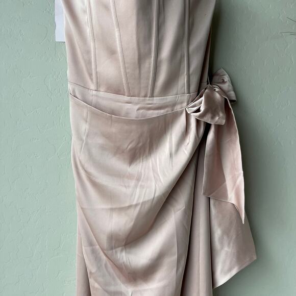 NEW V. Chapman Dress June Rose Pink Satin Strapless Corset Maxi Gown Size 12 - Picture 5 of 12